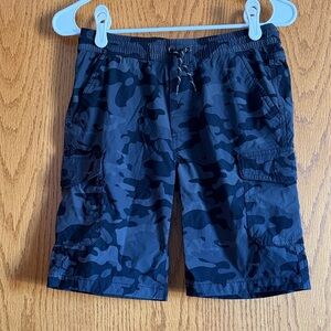 Boys Weatherproof Vintage Dark Gray Black Camo Cargo Shorts | Drawstring Waist